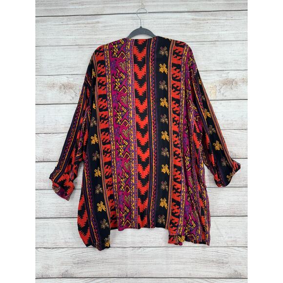 Vintage Sharon Anthony Open Front BOHO Print Kimono Top Womens 18W Multicolor - Picture 2 of 7